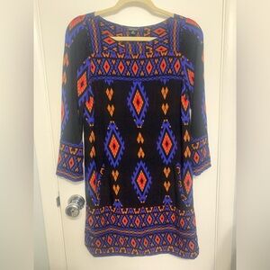 Lucky brand Aztec print rayon mini dress size extra small.
